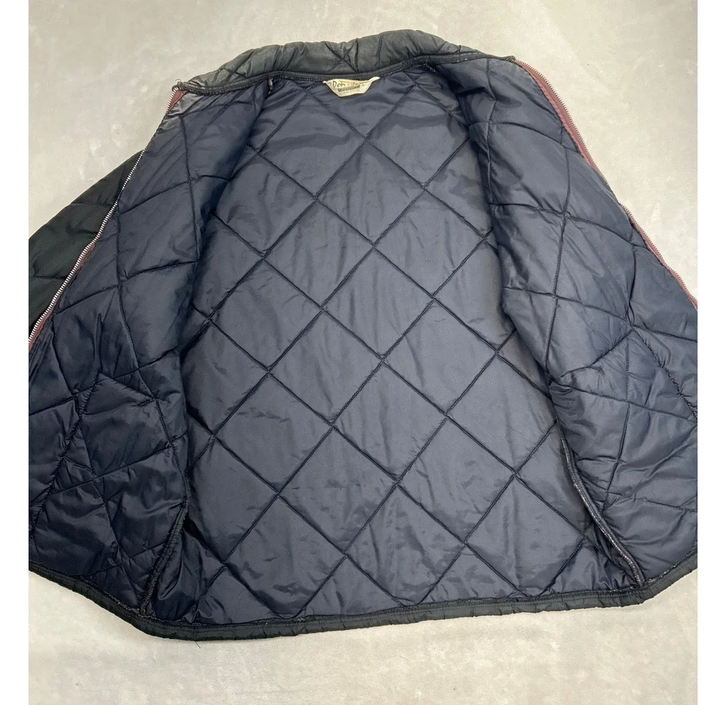 Vintage Don-Jac Quilted Jacket Mens L Black Zip Up Diamond Pattern Workwear